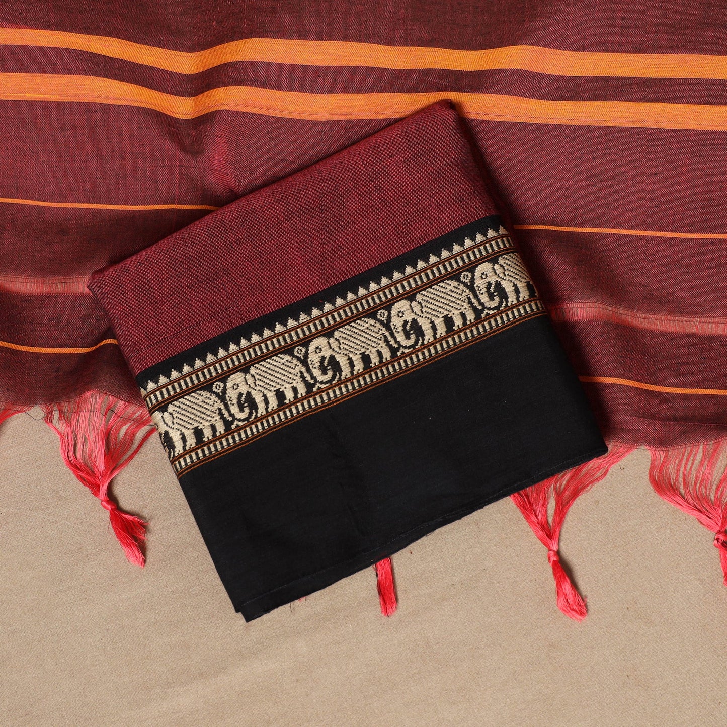 Maroon - 3pc cotton unstitched dharwad dress material