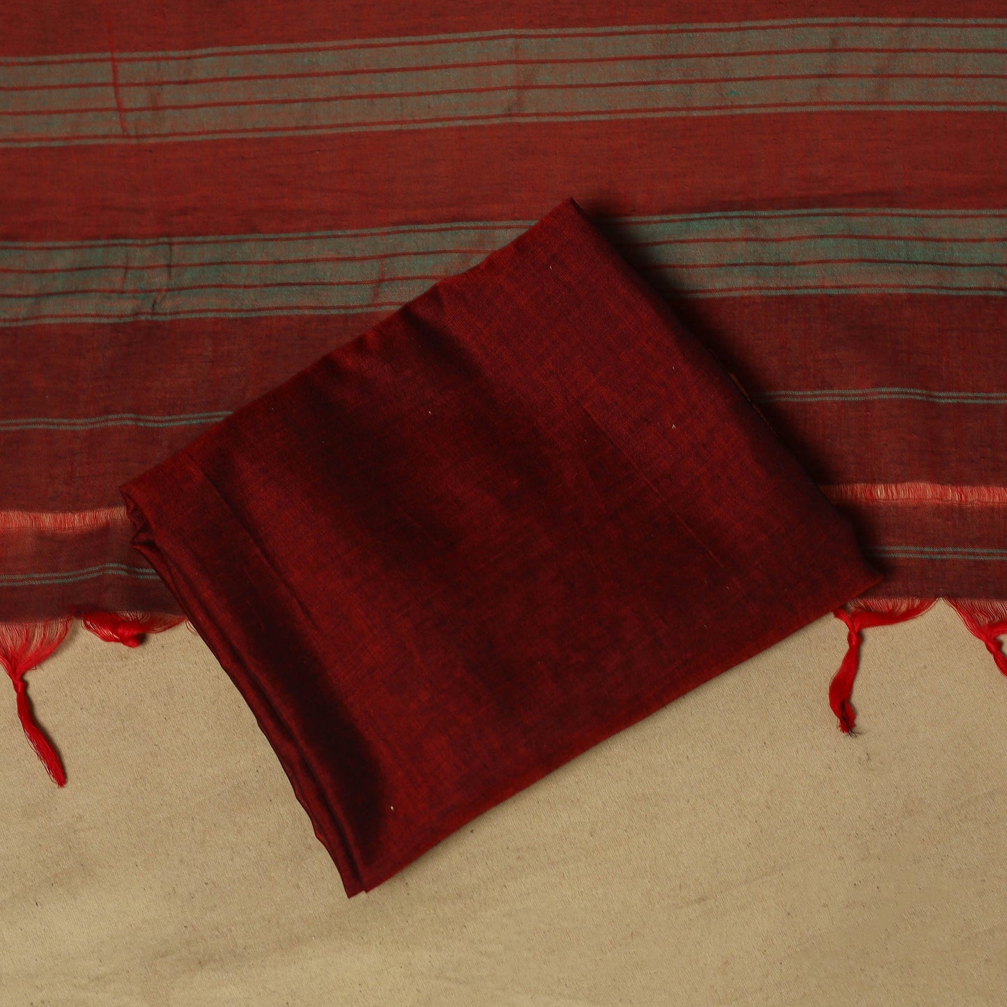 Maroon - 3pc cotton unstitched dharwad dress material