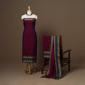 Maroon - 3pc cotton unstitched dharwad dress material