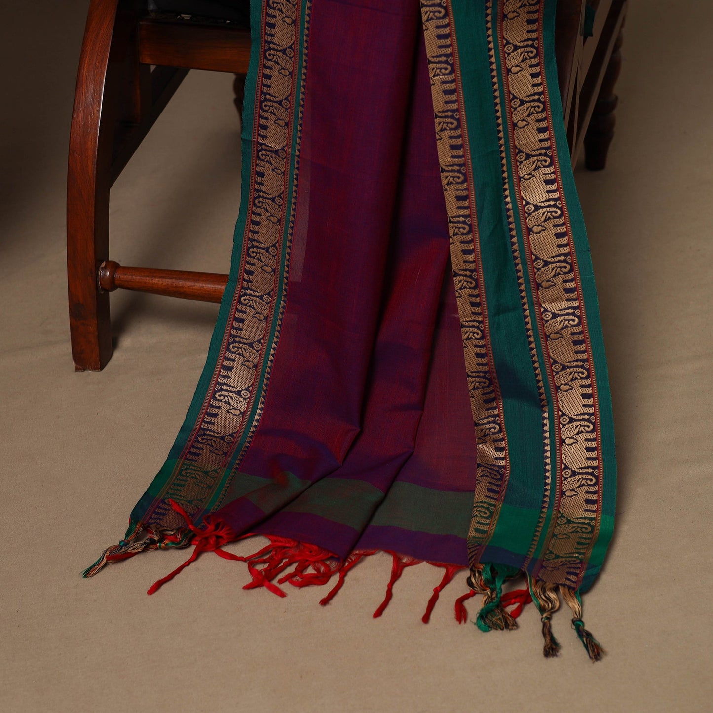 Maroon - 3pc cotton unstitched dharwad dress material