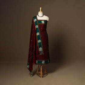 Maroon - 3pc cotton unstitched dharwad dress material