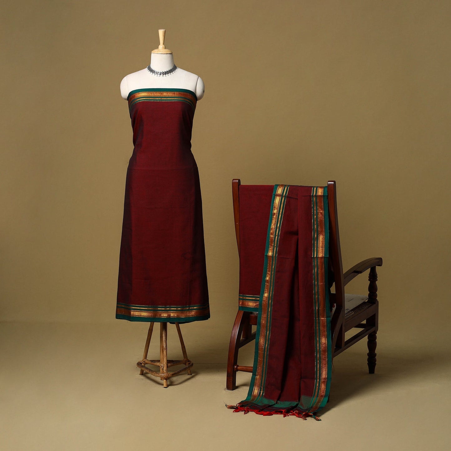 3pc cotton unstitched dharwad dress material with border 41