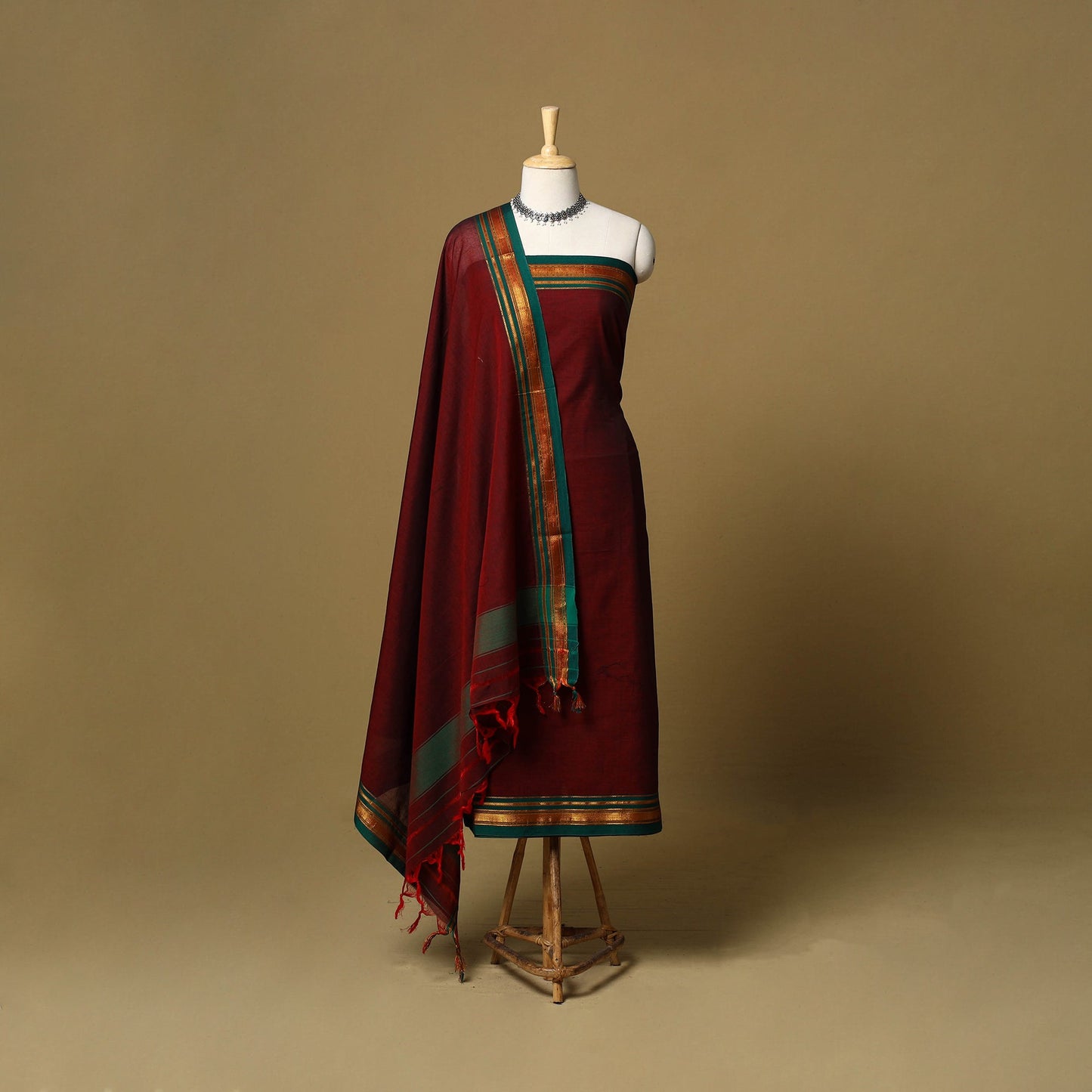 3pc cotton unstitched dharwad dress material with border 41