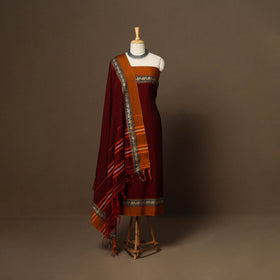 Maroon - 3pc cotton unstitched dharwad dress material