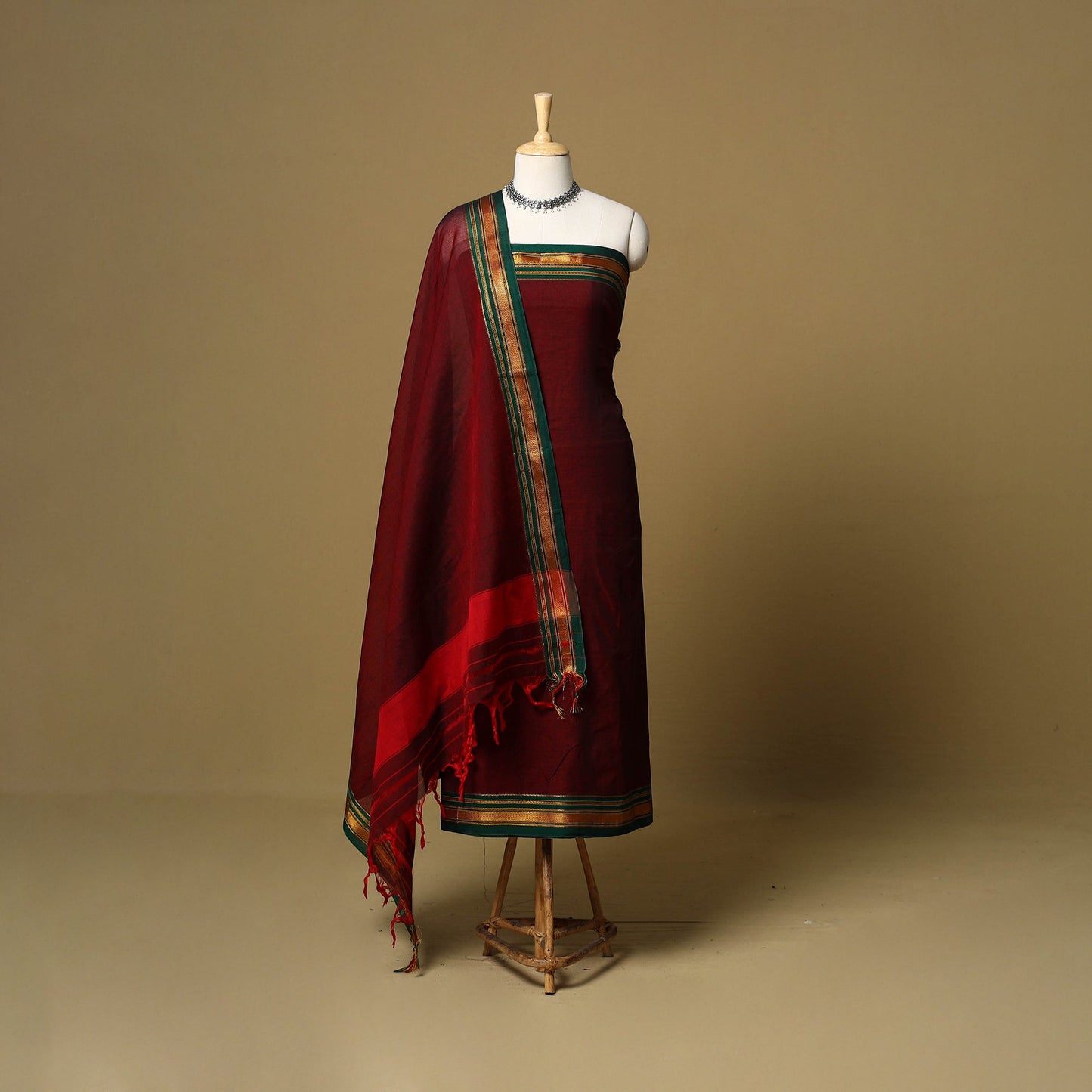 3pc cotton unstitched dharwad dress material with border 44