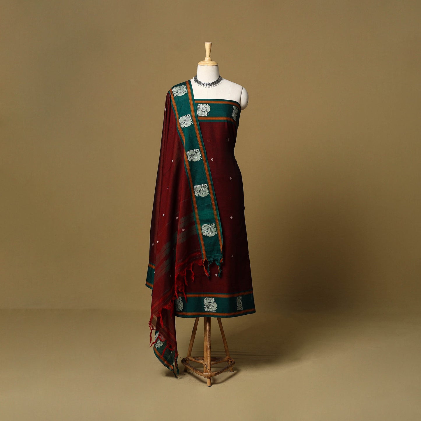 3pc cotton unstitched dharwad dress material with border 48