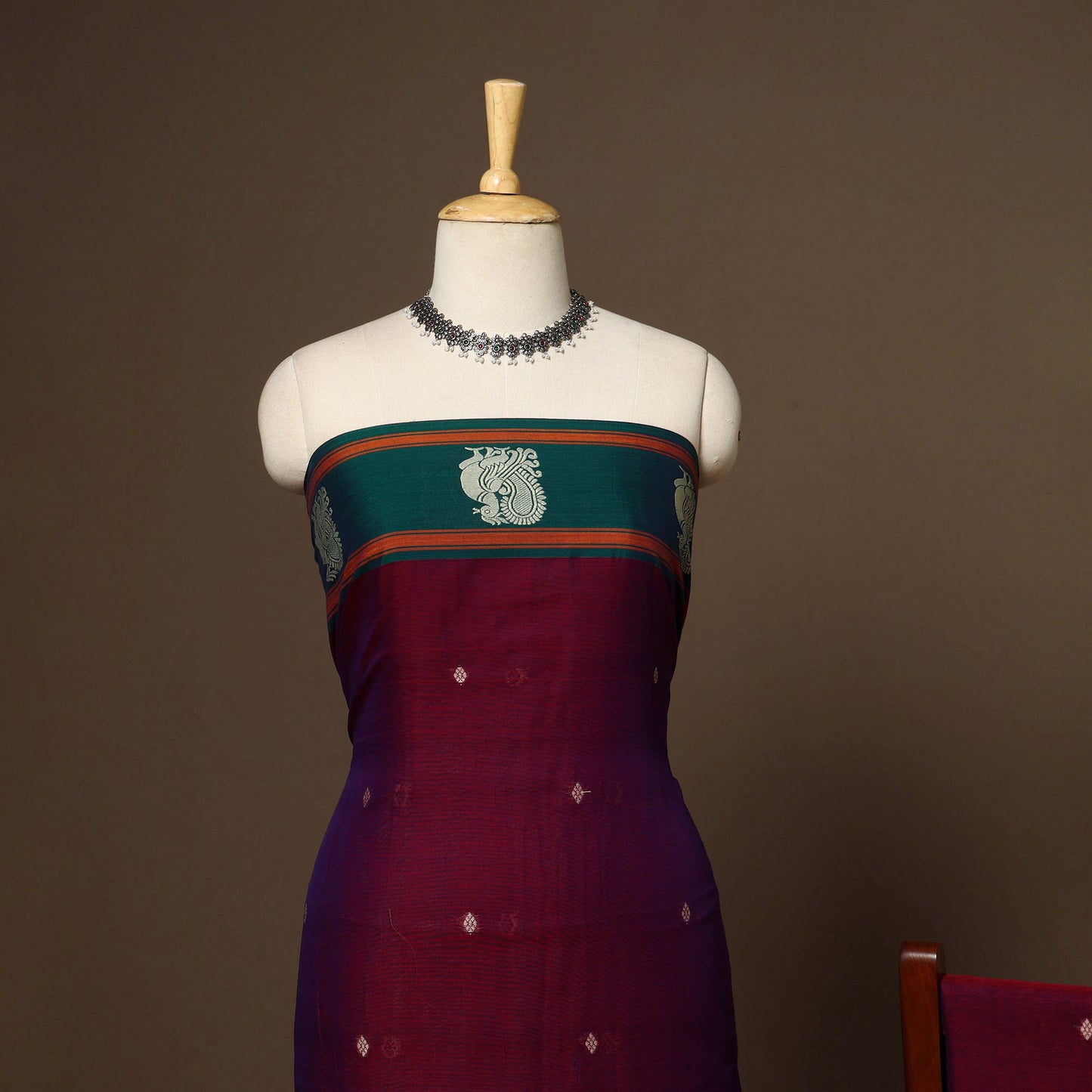 Maroon - 3pc cotton unstitched dharwad dress material