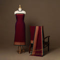 Maroon - 3pc cotton unstitched dharwad dress material
