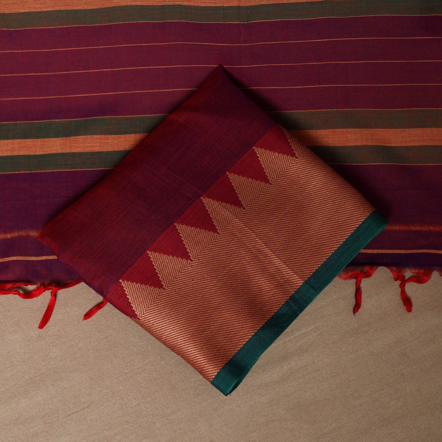 Maroon - 3pc cotton unstitched dharwad dress material