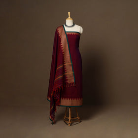Maroon - 3pc cotton unstitched dharwad dress material