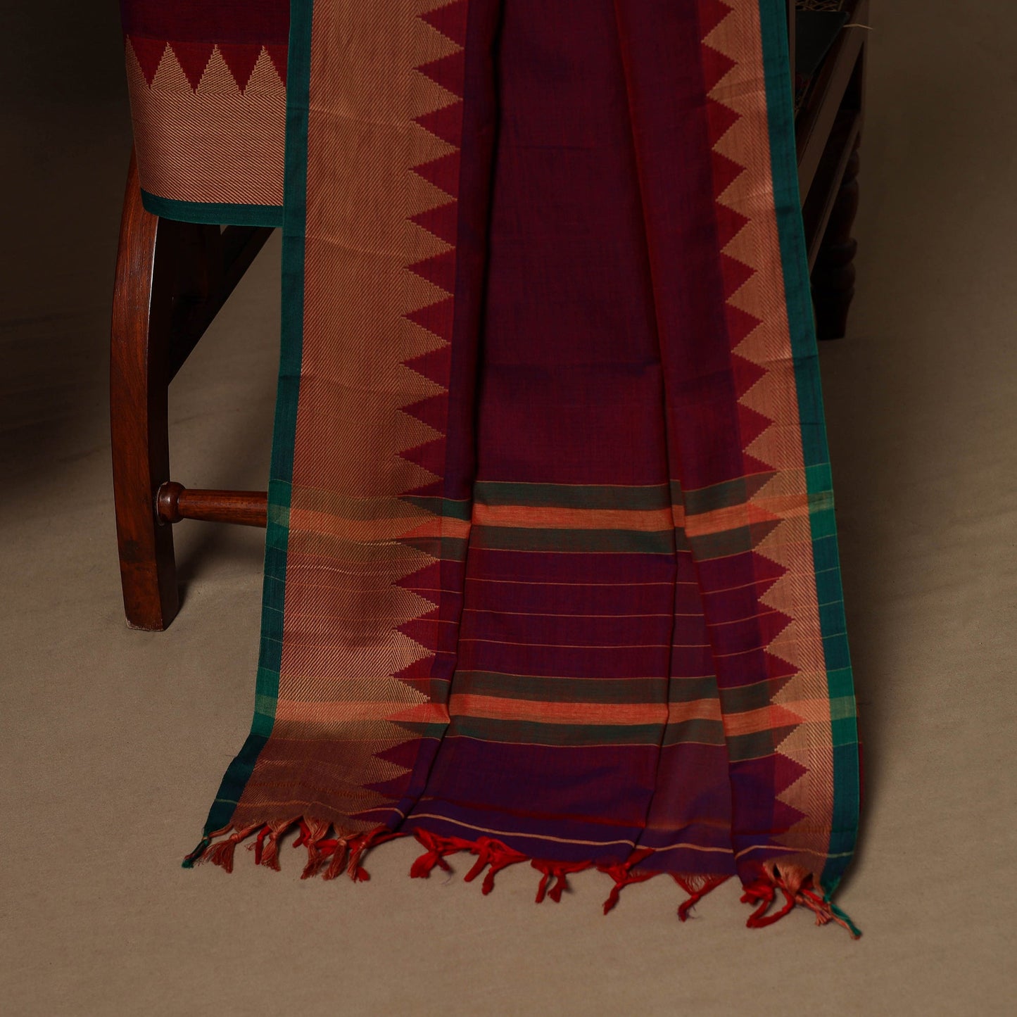 Maroon - 3pc cotton unstitched dharwad dress material