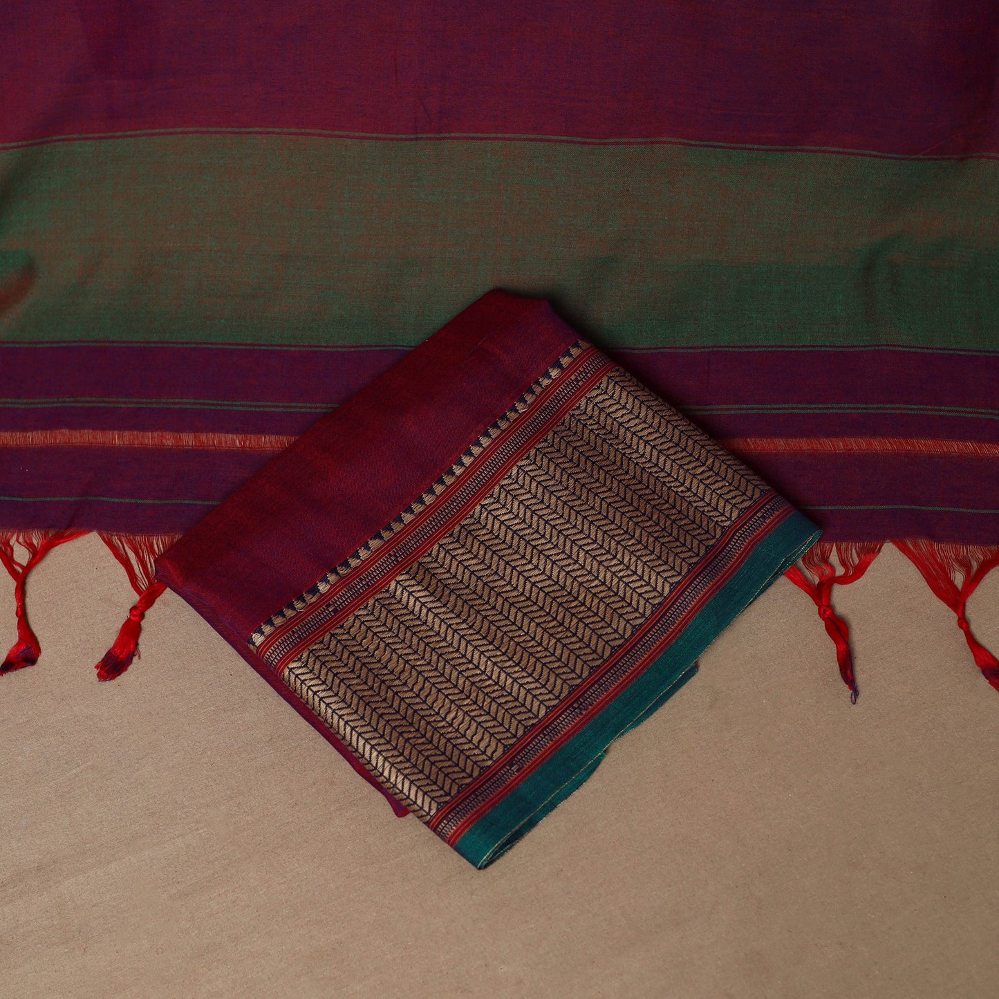Maroon - 3pc cotton unstitched dharwad dress material