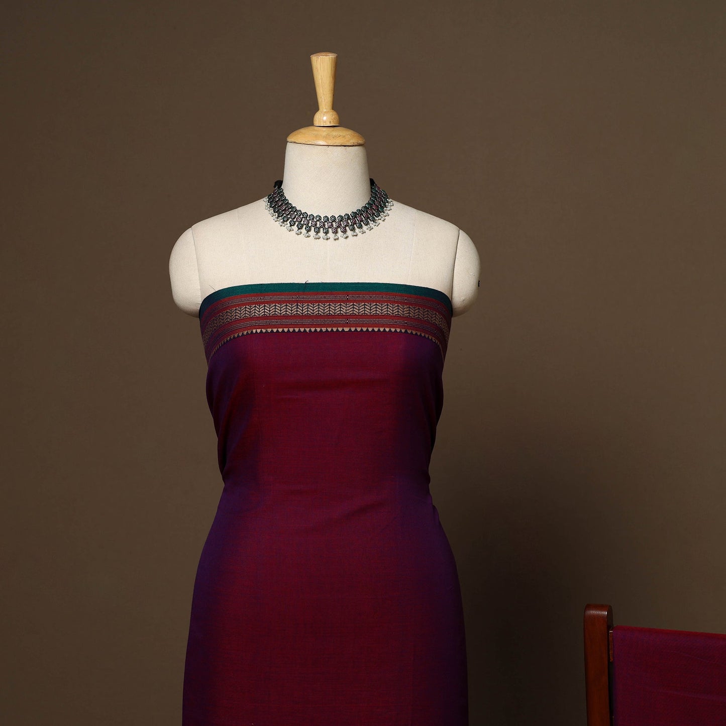 Maroon - 3pc cotton unstitched dharwad dress material