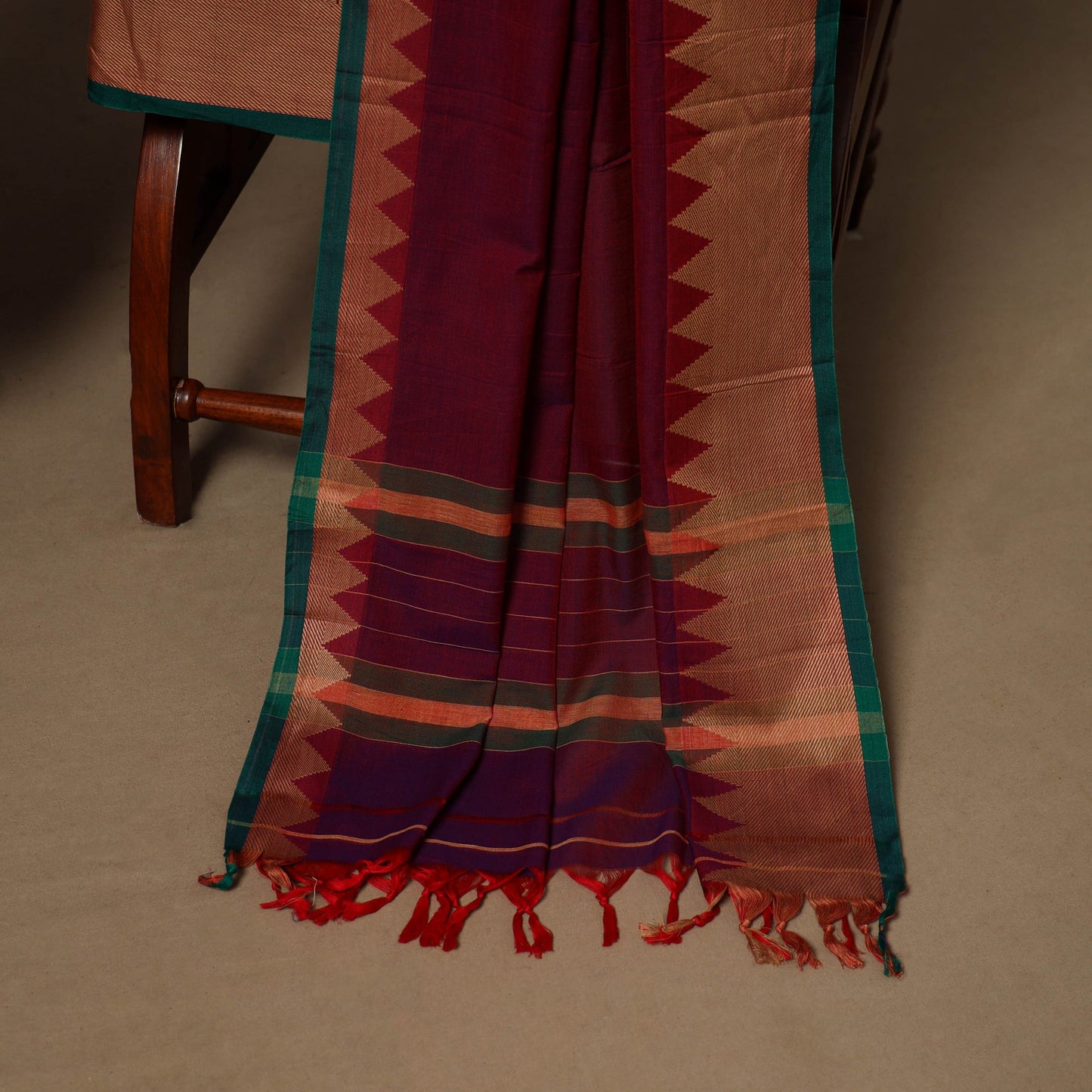 Maroon - 3pc cotton unstitched dharwad dress material