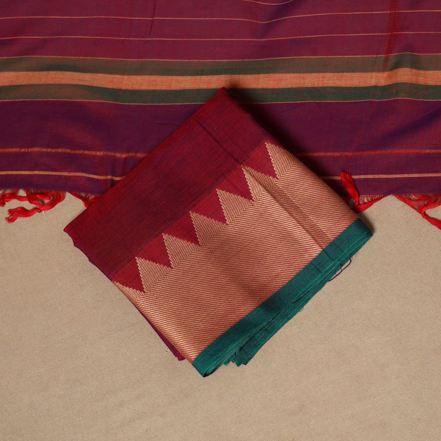 Maroon - 3pc cotton unstitched dharwad dress material