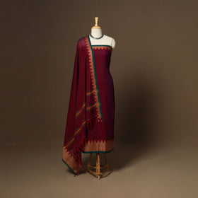 Maroon - 3pc cotton unstitched dharwad dress material