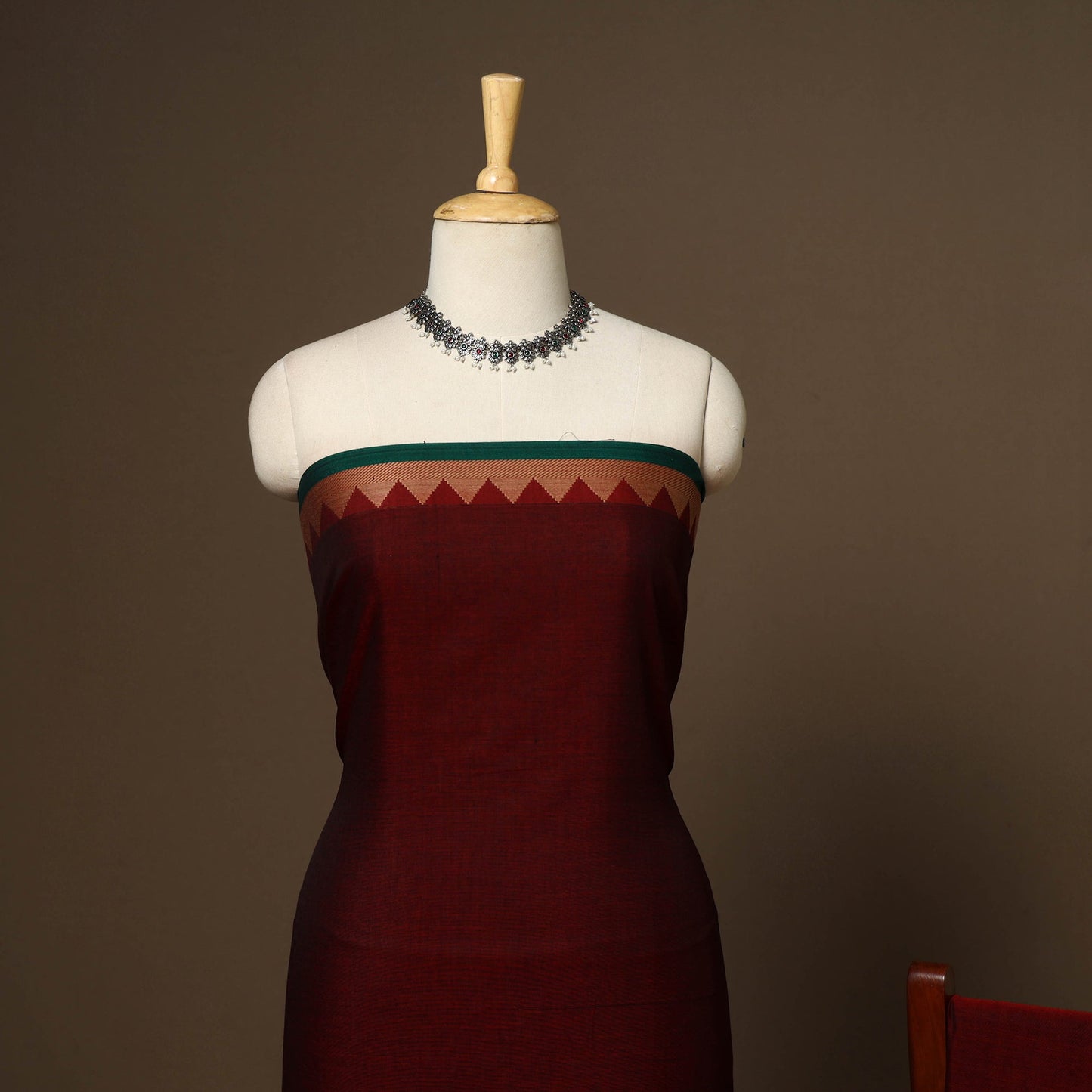 Maroon - 3pc cotton unstitched dharwad dress material