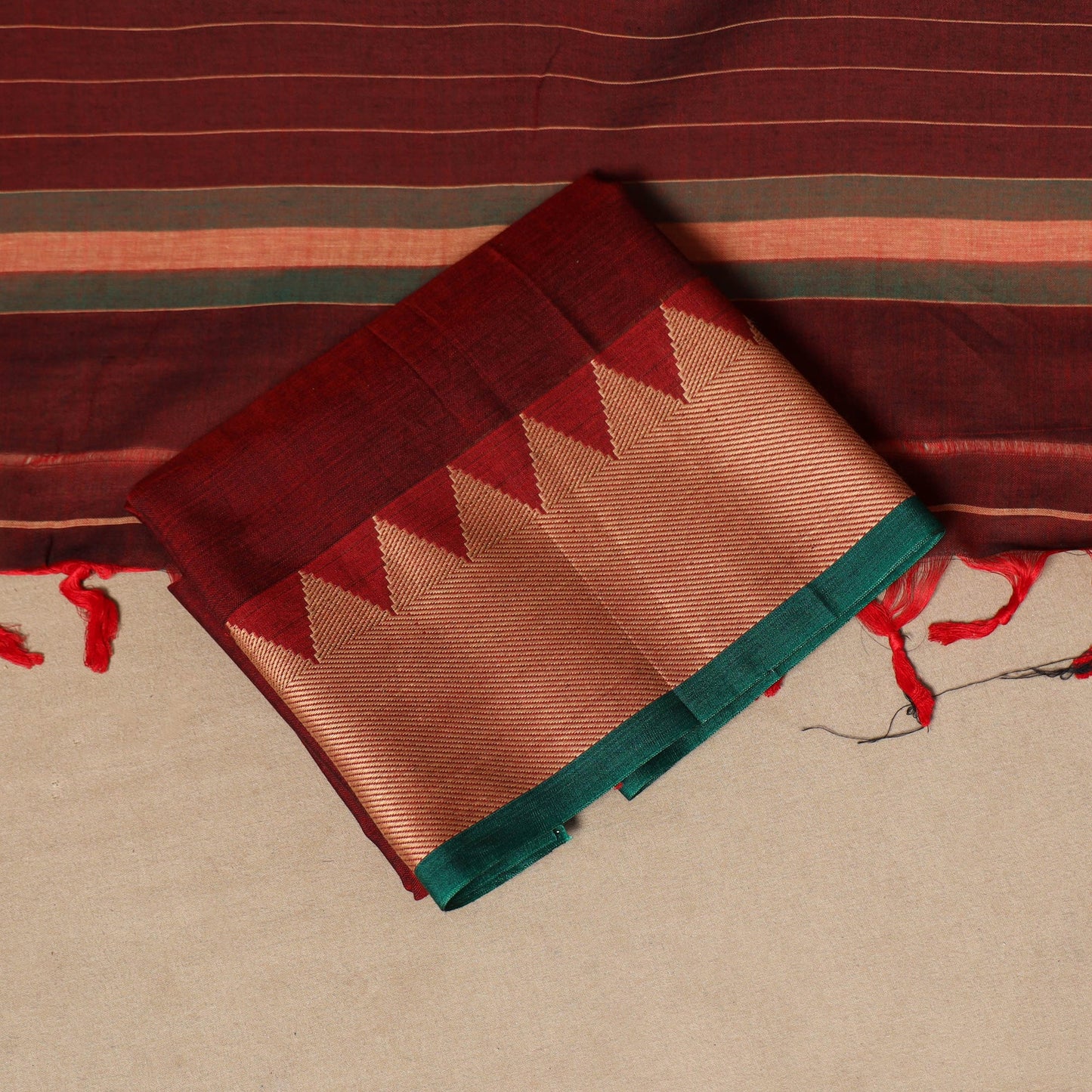 Maroon - 3pc cotton unstitched dharwad dress material