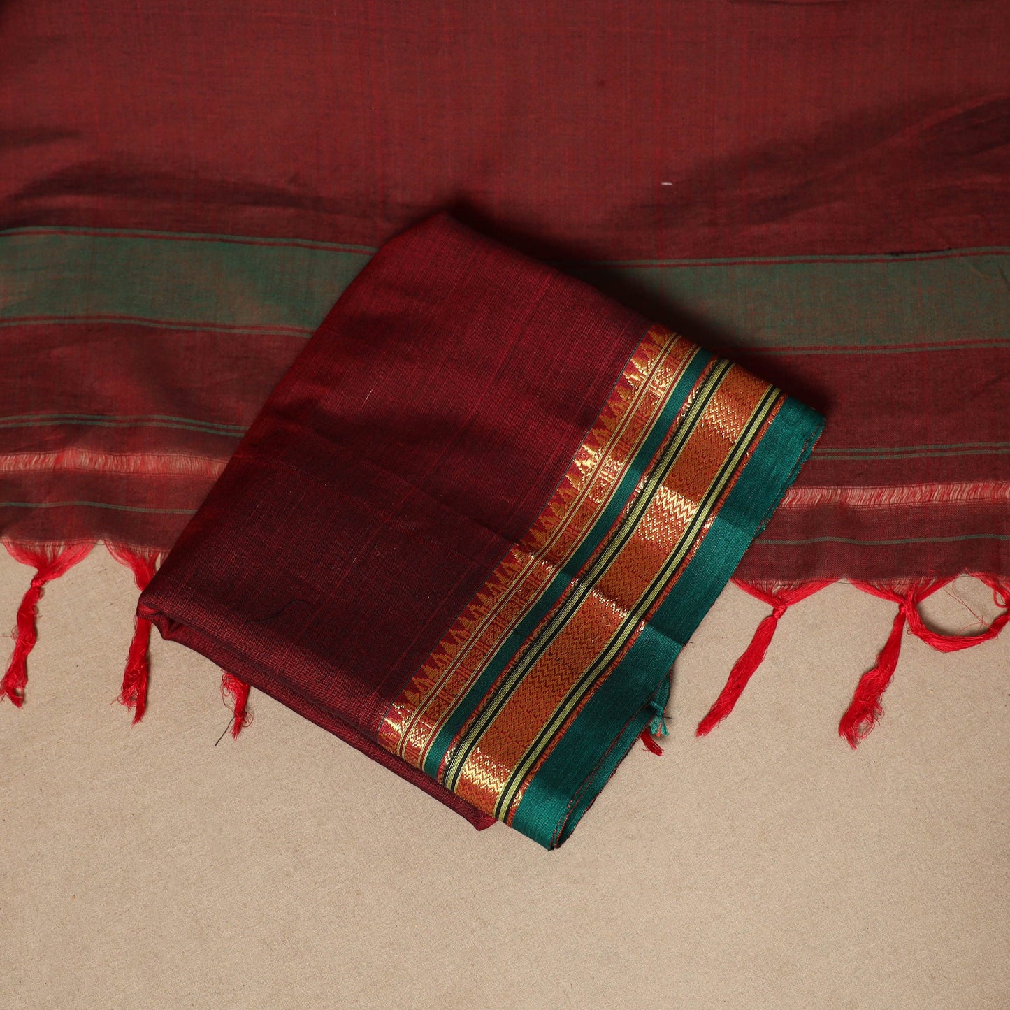 Maroon - 3pc cotton unstitched dharwad dress material