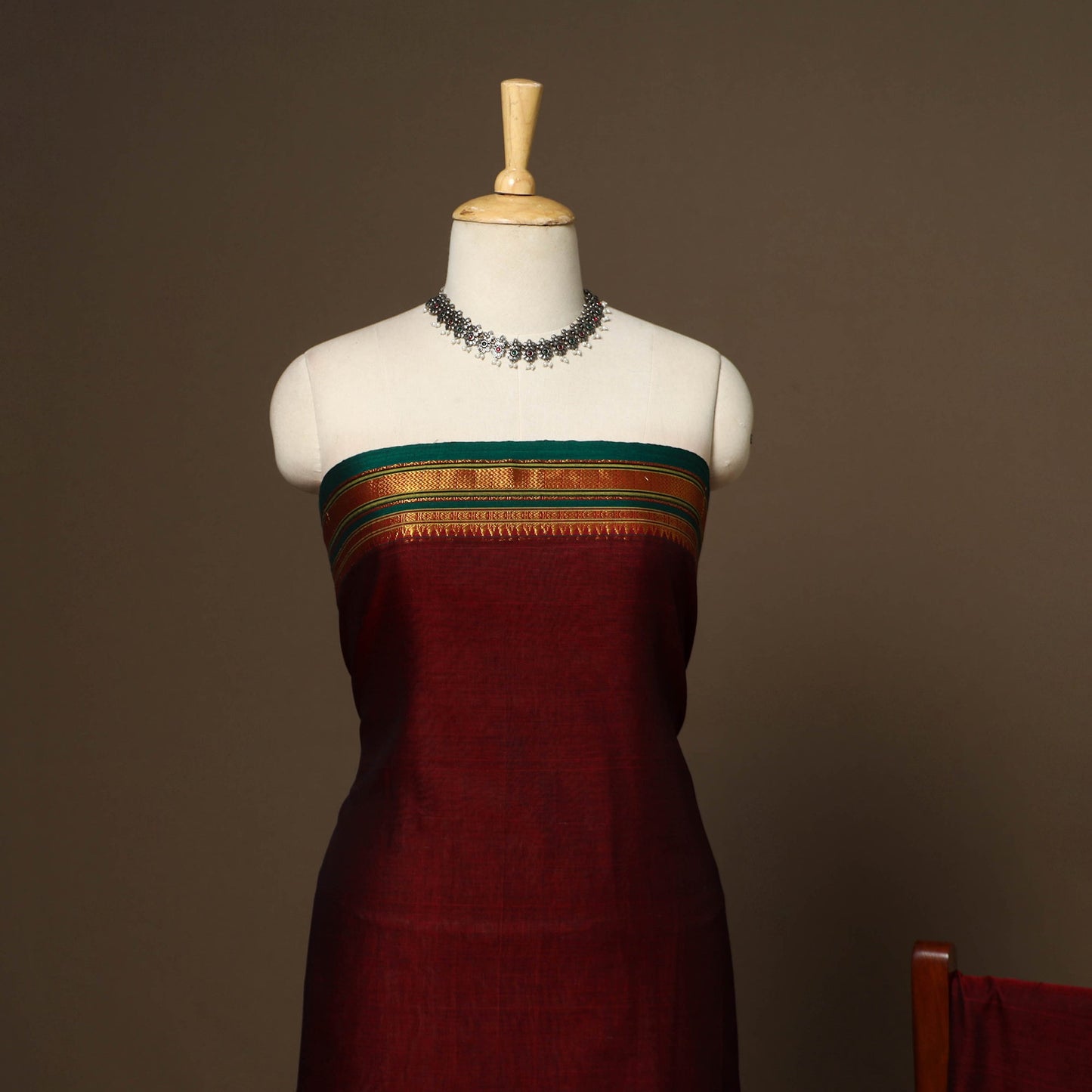 Maroon - 3pc cotton unstitched dharwad dress material