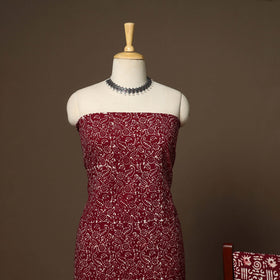 Maroon - 3pc cotton unstitched hand batik dress material 02