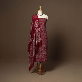 Maroon - 3pc cotton unstitched hand batik dress material 02