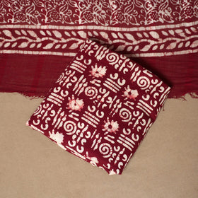 Maroon - 3pc cotton unstitched hand batik dress material 02