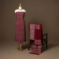 Maroon - 3pc cotton unstitched hand batik dress material 02