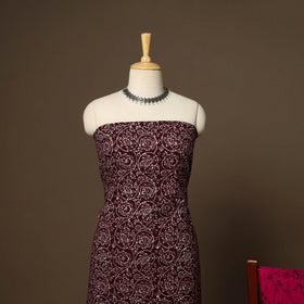 Maroon - 3pc cotton unstitched hand batik dress material 03