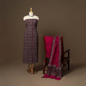 Maroon - 3pc cotton unstitched hand batik dress material 03