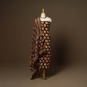 Maroon - 3pc cotton unstitched kutch batik dress material