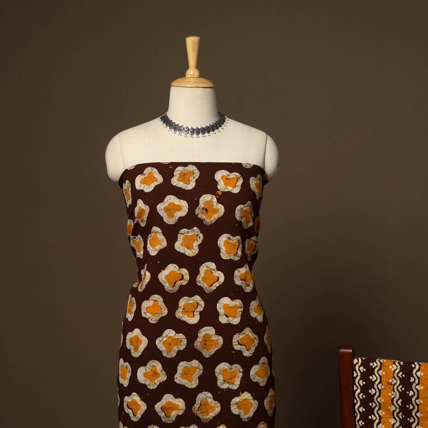 Maroon - 3pc cotton unstitched kutch batik dress material