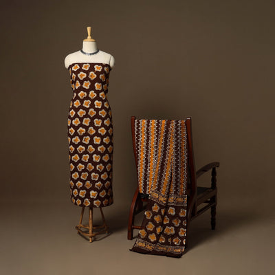 Maroon - 3pc cotton unstitched kutch batik dress material