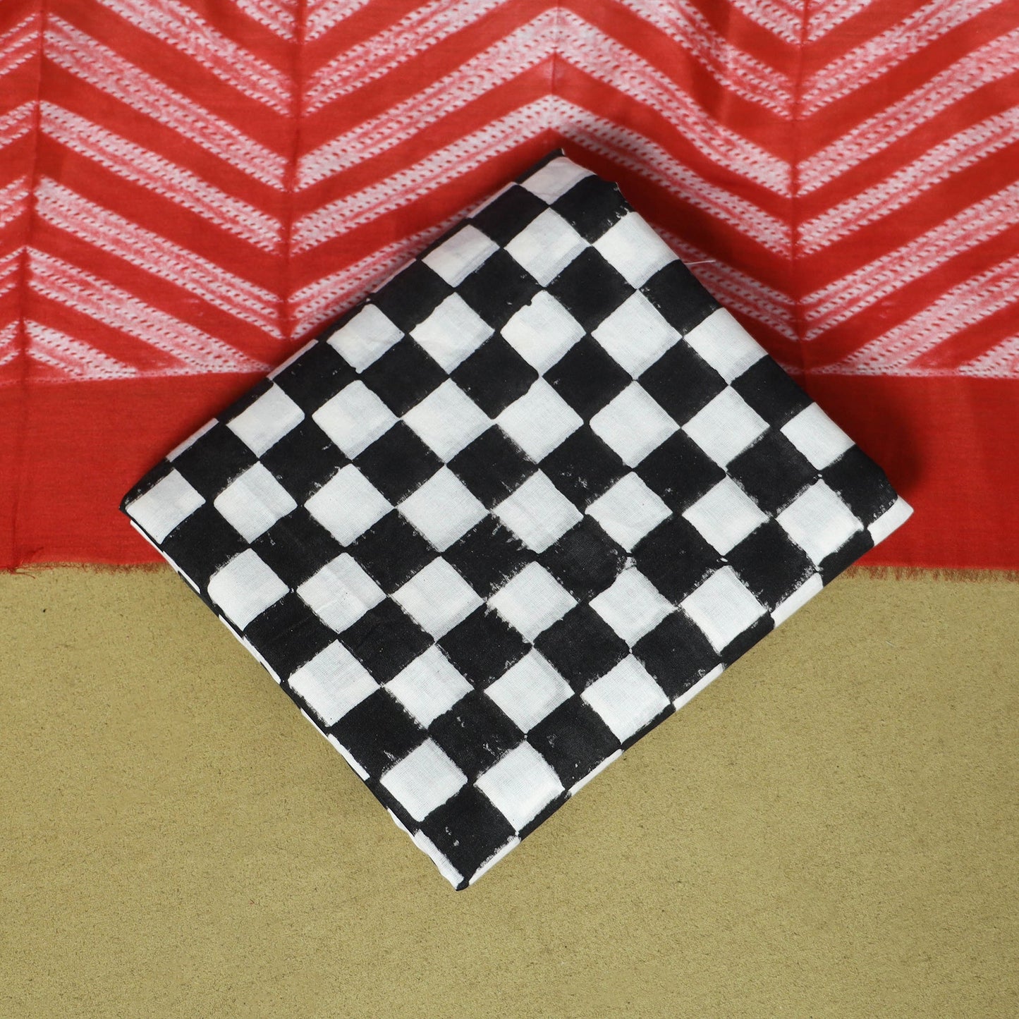 Maroon - 3pc cotton unstitched mangalagiri dress material