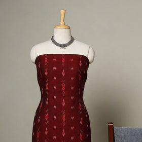 Maroon - 3pc handloom cotton unstitched sambalpuri dress