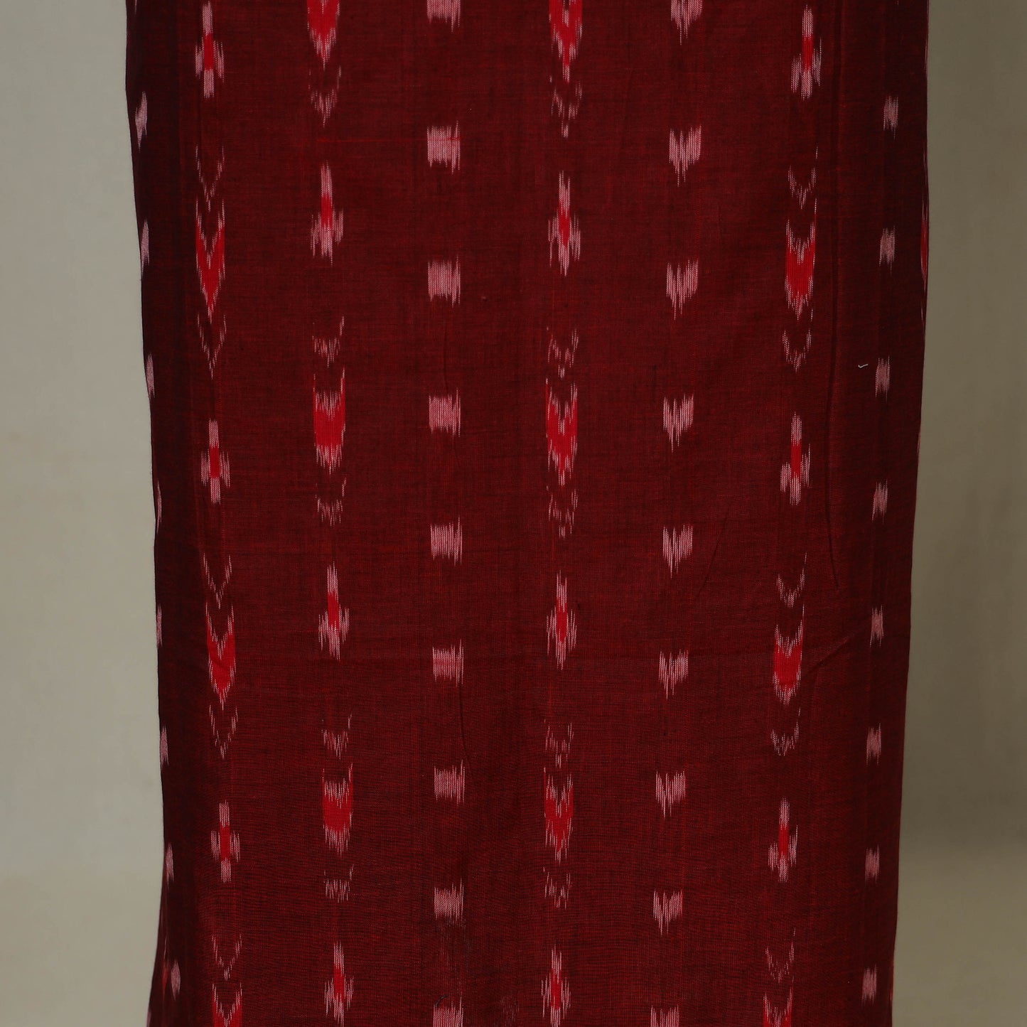 Maroon - 3pc handloom cotton unstitched sambalpuri dress