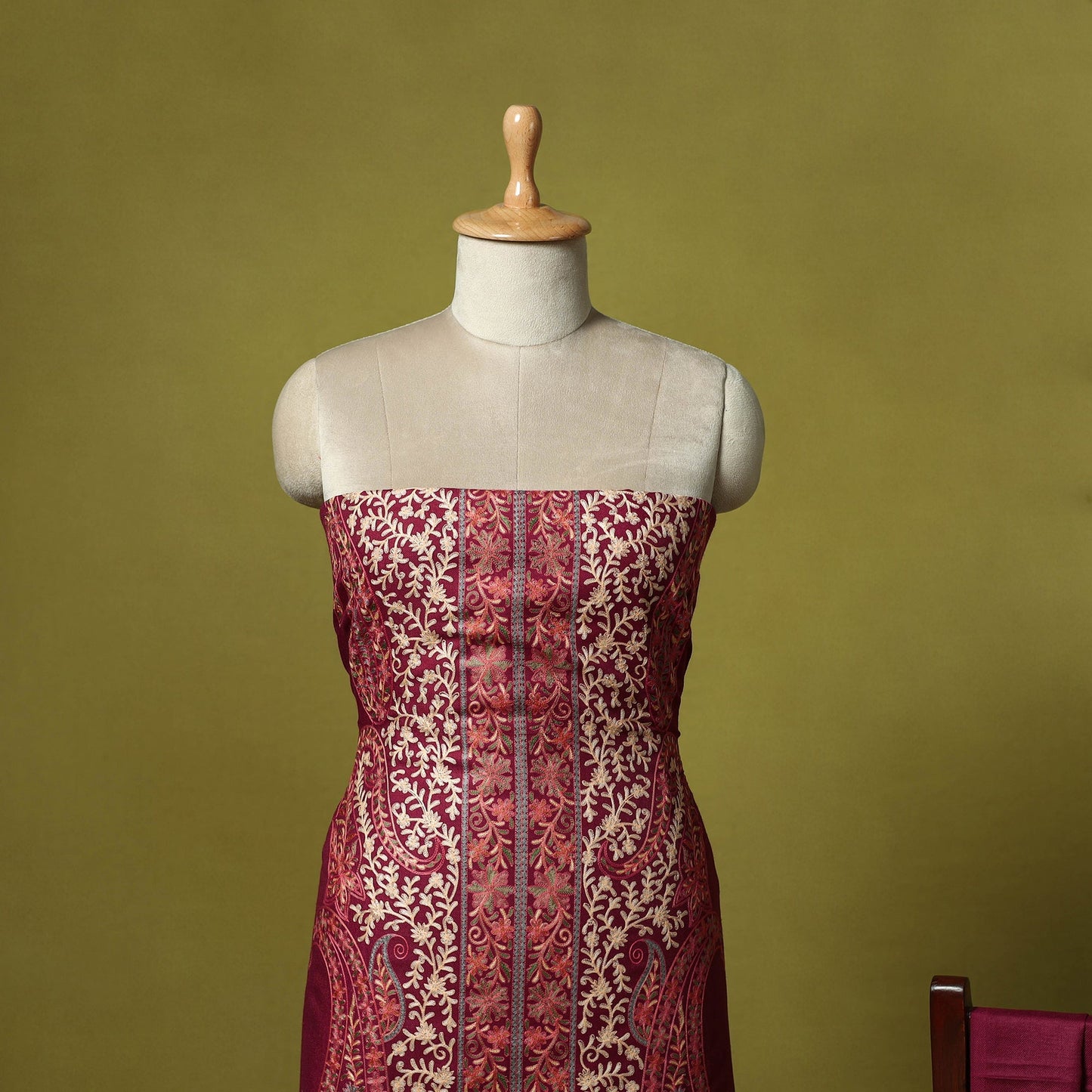 3pc heavy chain stitch embroidered merino wool unstitched