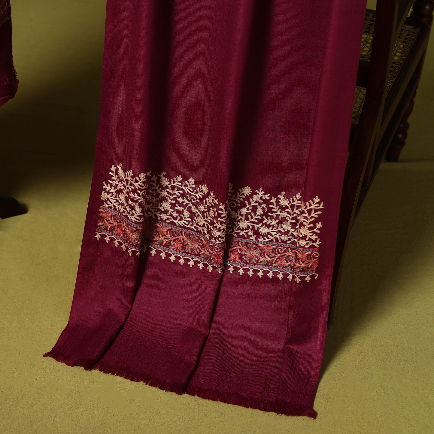 3pc heavy chain stitch embroidered merino wool unstitched