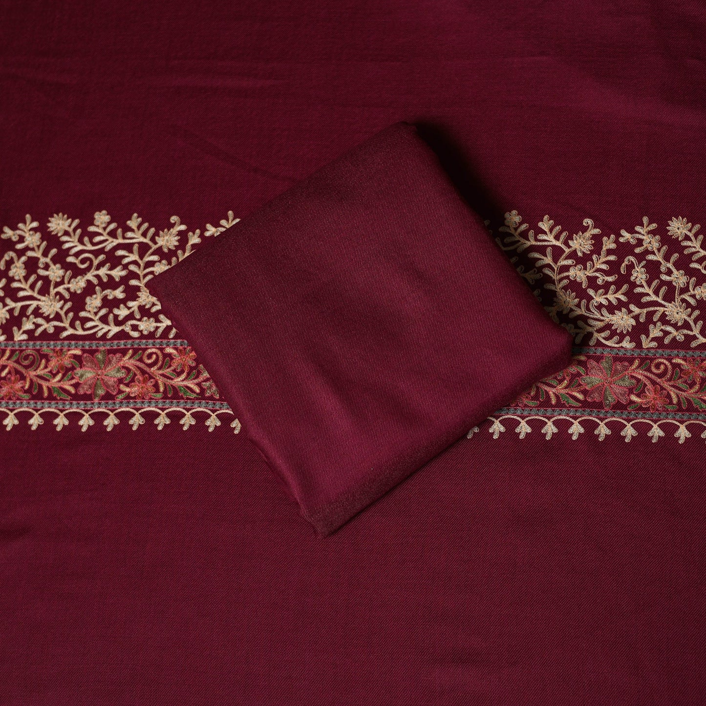 3pc heavy chain stitch embroidered merino wool unstitched