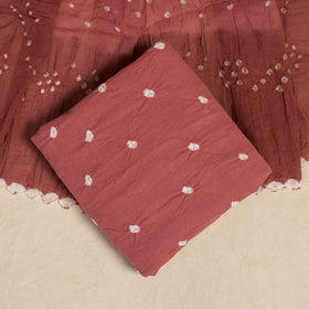 Maroon 3pc Kutch Tie-Dye Satin Cotton Bandhani Dress Material