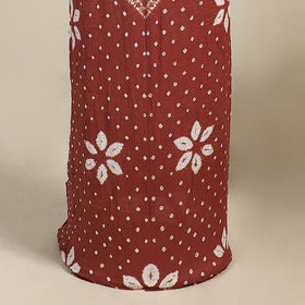 Maroon 3pc Kutch Tie-Dye Satin Cotton Bandhani Dress Material