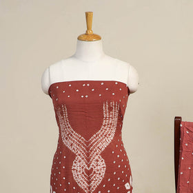 Maroon 3pc Kutch Tie-Dye Satin Cotton Bandhani Dress Material