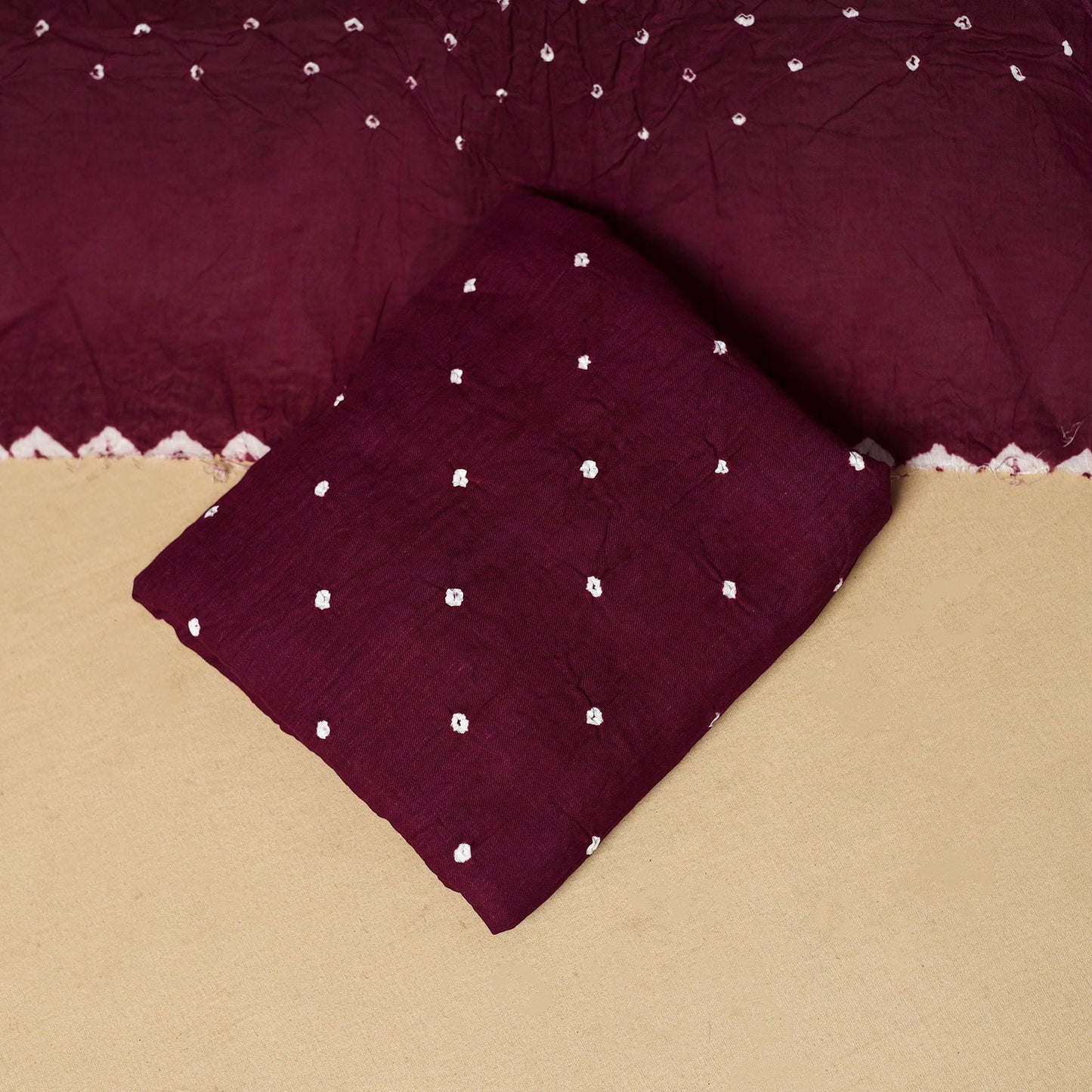 3pc kutch tie-dye satin cotton unstitched bandhani dress