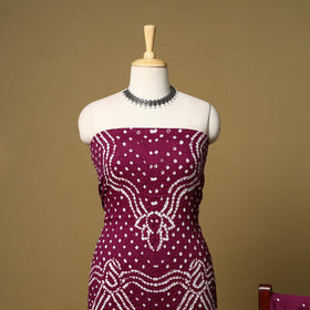 3pc kutch tie-dye satin cotton unstitched bandhani dress