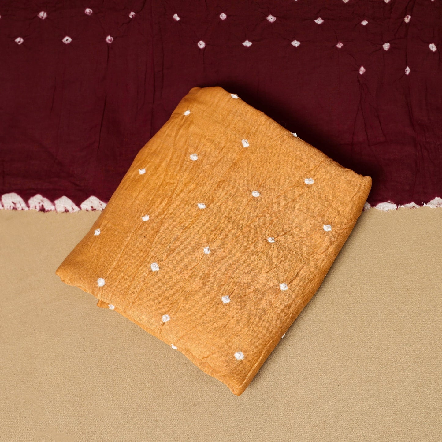 3pc kutch tie-dye satin cotton unstitched bandhani dress