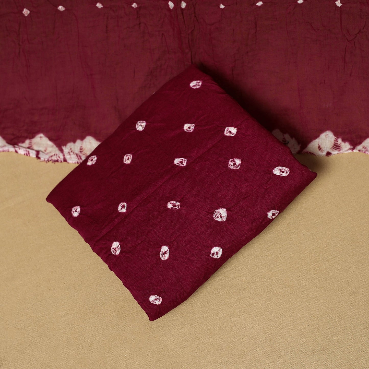 3pc kutch tie-dye satin cotton unstitched bandhani dress