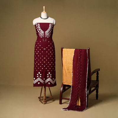 3pc kutch tie-dye satin cotton unstitched bandhani dress