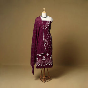 3pc kutch tie-dye satin cotton unstitched bandhani dress