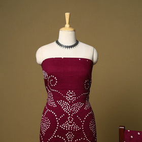 3pc kutch tie-dye satin cotton unstitched bandhani dress