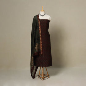 Maroon - 3pc maheshwari silk unstitched bagh dress material